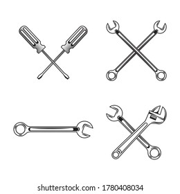 Hand Tools, pechkas , Wrench and screwdriver, key, repair icon vector design illustration, tool icon design