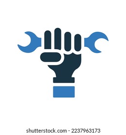 Hand, tools, repair, construction icon. Glyph style vector EPS.