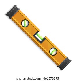Hand tools for repair and construction. Realistic level ruler isolated on white background. Vector illustration.