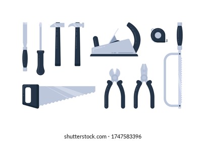 Hand tools for repair. Construction tool collection