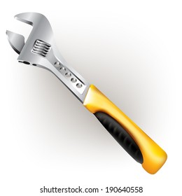 Hand tools series. Adjustable wrench, isolated on a white background. Vector illustration 