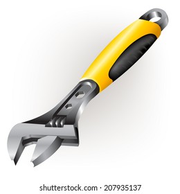 Hand tools series. Adjustable wrench, isolated on a white background. Vector illustration