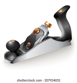 Hand tools series. Bench plane, isolated on a white background. Vector illustration 