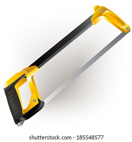Hand tools series. Hacksaw, isolated on a white background. Vector illustration