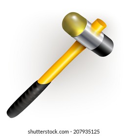 Hand tools series. Hand hammer (mallet), isolated on a white background. Vector illustration