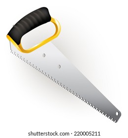 Hand tools series. Hand saw, isolated on a white background. Vector illustration
