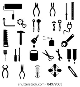 Hand tools - set of vector icons. Isolated symbols on white background.