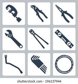 Hand tools vector icons set