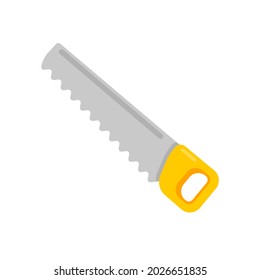 Hand tools vector. Saw with a zigzag blade for cutting wood.