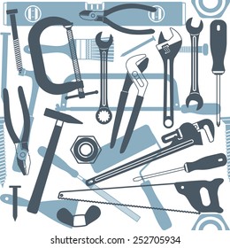 Hand tools vector seamless pattern background 1