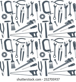 Hand tools vector seamless pattern background 2