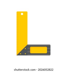 hand tools vector. Yellow ruler to measure the perpendicular distance of the wall.