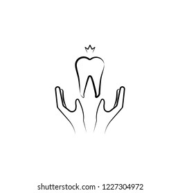 hand, tooth, safe icon. Element of dantist for mobile concept and web apps illustration. Hand drawn icon for website design and development, app development
