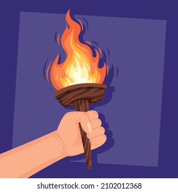 mano con el icono de fuego de la antorcha