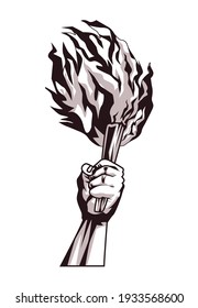 hand with torch revolution icon