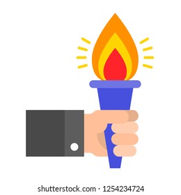 Hand with torch vector illustration, flat design icon