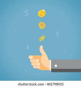 Hand tossing a coin svg