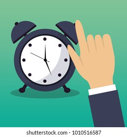 hand touch alarm clock time concept