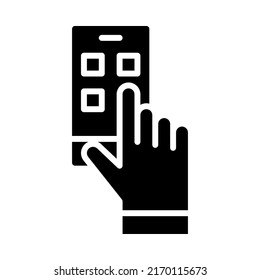 Estilo de icono de glifo de aplicación táctil manual. Vector. Aislar sobre fondo blanco.