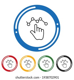 Hand touch busines graph flat icon set. flat design vector illustration in 5 colors options for web design.