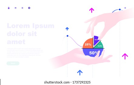 Hand touch business graphics. Development technology and Innovations data systems productions. Future design, Innovations systems from comerc space. Vector isolated illustration