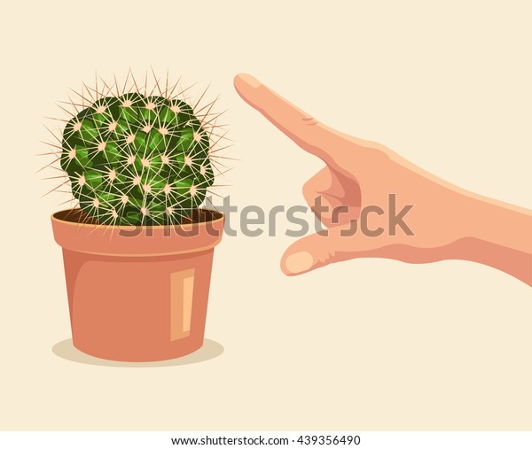 Hand Touch Cactus Vector Flat Cartoon Stock Vector (Royalty Free) 439356490