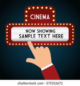 hand touch cinema bright board teather vector illustration eps 10