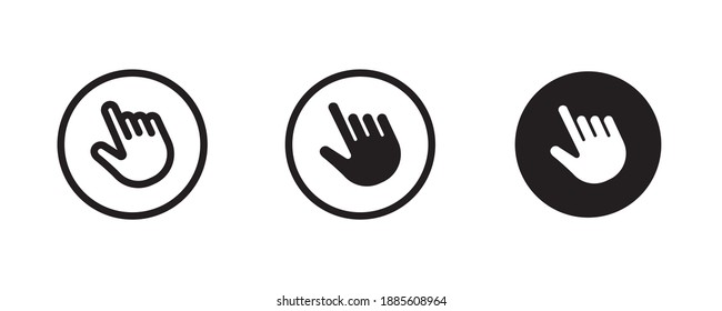 Hand touch click cursor icon set pointing closeup of hand clicking, Double tap line . linear style icon sign for mobile concept and web design. Finger touching outline editable stroke