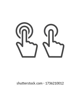 Hand touch or click web symbol with circle black isolated vector icon. 