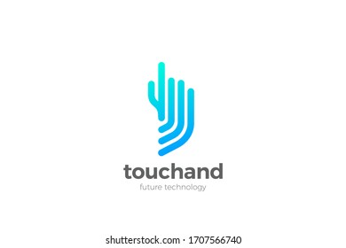 Logotipo de dedo táctil manual haga clic en el estilo de esquema lineal de la plantilla de diseño vectorial de la aplicación táctil.
