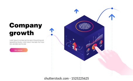 Hand touch  future  infographics scanning systems and company growth. Innovations identifications and computers biometric technology software industry. Personal encryption protection.
