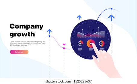 Hand touch  future  infographics scanning systems and company growth. Innovations identifications and computers biometric technology software industry. Personal encryption protection.