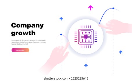 Hand touch  future  infographics scanning systems and company growth. Innovations identifications and computers biometric technology software industry. Personal encryption protection.