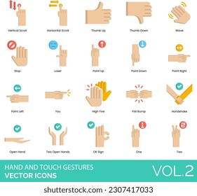 Hand and Touch Gestures Icons including Air Quotes, Applause, Call Me, Double Tap, Drag, Fig Sign, Finger Frame, Finger Gun, Finger Snap, Fingers Crossed, Fist Bump, Five, Flick, Four, Hand, Swipe Up