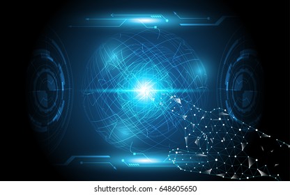 Hand touch global,touch the future abstract technology innovation concept