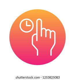 Hand touch and hold icon. Using for touch screen on electronic devices. Flat simple design. Isolate on white background.