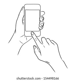 hand touch the home button on Smart Phone