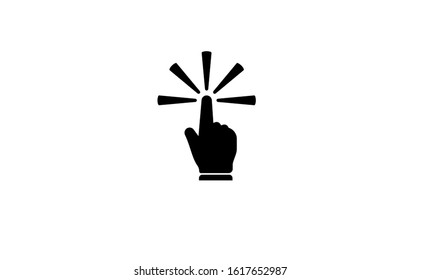 Hand touch icon in flat design vector illustration. Hand image is used as a symbol of this touch icon. Touch icon symbol consists of two colours, black and white. Hand touch icon perfect line style.