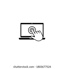 Diseño de vectores de iconos de la laptop táctil de mano