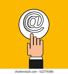 hand touch laptop web mail vector illustration eps 10