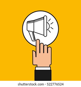 hand touch laptop web megaphone vector illustration eps 10