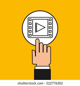 hand touch laptop web movie vector illustration eps 10