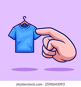 Hand Touch Little Tshirt Cartoon Vector Icon Illustration. People Object Icon Concept Isolated Premium Vector. Flat Cartoon Style