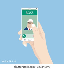 Hand touch mobile phone calling interface with smart phone, Vector Illustration EPS 10.