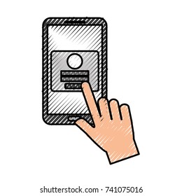 hand touch mobile phone webpage login security