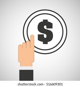 hand touch money dollar icon design vector illustration eps 10