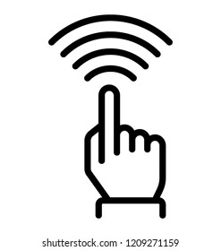 A hand touch on screen depicting online 