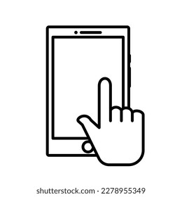 Hand Touch Phone Gesture Outline Icon Vector Illustration