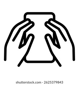 Hand touch phone icon outline vector. Finger smartphone. Using mobile