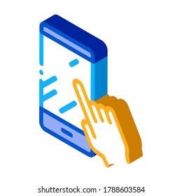 Hand Touch Phone Icon Vector. Isometric Hand Touch Phone sign. color isolated symbol illustration
